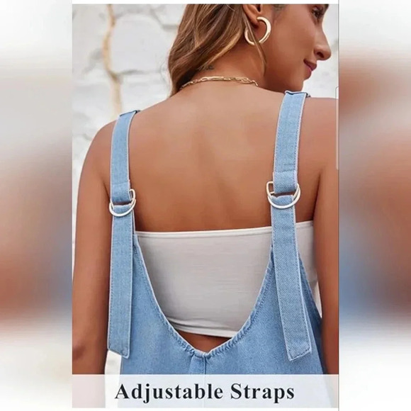 Women's Light Blue Denim Jumpsuit - Picture 2 of 7